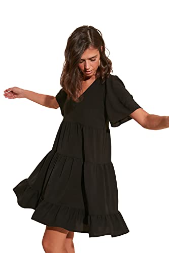 TRENDYOL Damen Wide Cut Dress, Schwarz, 40 EU TRENDYOL Damen Wide Cut Dress, Schwarz, 40 EU von TRENDYOL
