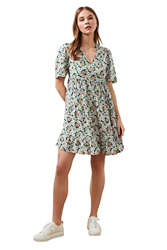 TRENDYOL Damen Multi-coloured Floral Casual Dress, Multi-color, 40 EU von TRENDYOL
