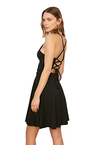 Trendyol Damen Women Knit Dress Mini Skater Regular Fit Strickkleid, Black, S von TRENDYOL