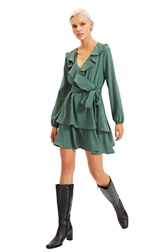 TRENDYOL Damen Twoaw21el1015 Dress, Grün, 36 EU von TRENDYOL