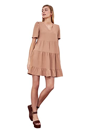 Trendyol Women's Breites geschnittenes Kleid Dress, Mink, 42 von TRENDYOL