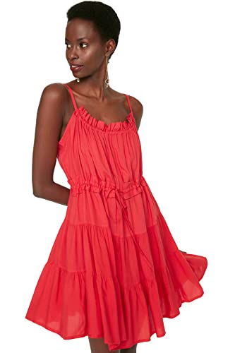 Trendyol Damen Binding, Detailed Sleeve Dress, Rot, 40 EU von TRENDYOL