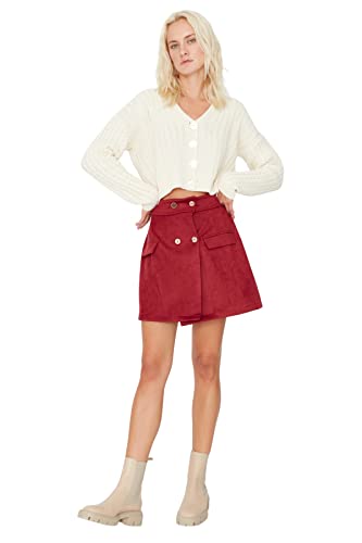 Trendyol Women's Damen Mini A-Linie Eng Gestrickt Rock Skirt, Burgundy, M von TRENDYOL