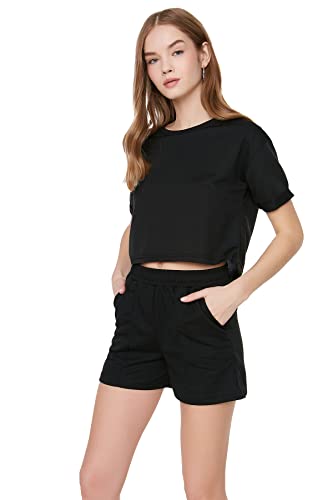 Trendyol Damen Slim Gestrickte & Bermuda Casual Shorts, Schwarz, M EU von TRENDYOL