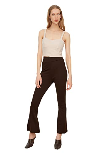 Trendyol Damen Flare-hose Pants, Brown, XL EU von TRENDYOL