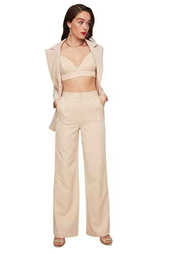 Trendyol Damen Women Normal Waist Wide Leg Trousers Hose, Rock, 60 von TRENDYOL