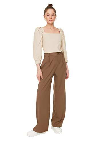 TRENDYOL Frau Mittlerer Bund Wide Leg Wide Leg Hose, 34 von TRENDYOL