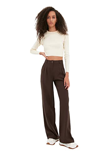 TRENDYOL Damen Braune Geräumige Hose Pants, Braun, 40 EU von TRENDYOL