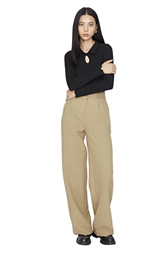 TRENDYOL Damen Herren Mittlerer Bund Wide Leg Hose Pants, Camel, 42 von TRENDYOL