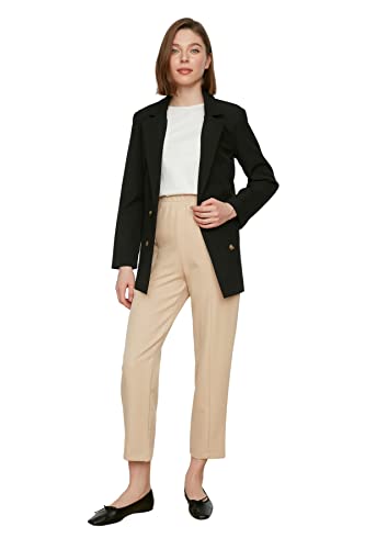 Trendyol Damen Flat Cut Woven Trousers With Wear Tyres Pants, Beige, 40 EU von TRENDYOL