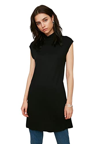Trendyol Damen Steep Collar Sleeveless Tap-tunic Tunic Shirt, Schwarz, S EU von TRENDYOL