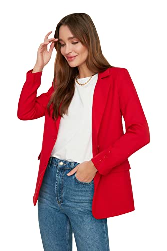 TRENDYOL Damen Mit Blazer Jacket With Red Button, Red,, Rot, 40 EU von TRENDYOL