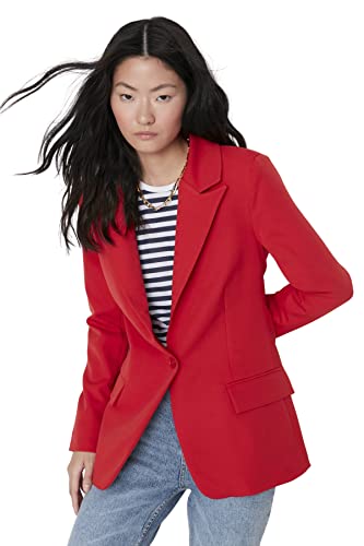 TRENDYOL Damen Trendyol Regular Basic Plain Geweven Blazer voor dames Coat, Rot, 42 EU von TRENDYOL