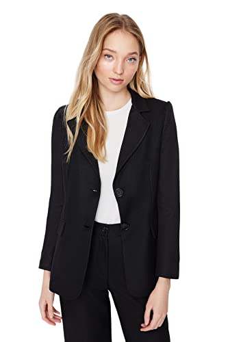 TRENDYOL Damen Trendyol Damen Regular Bikerjacken Plain Webstoff Blazer Coat, Schwarz, 38 EU von TRENDYOL