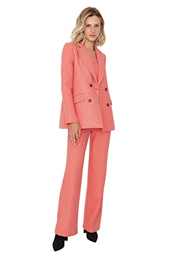 TRENDYOL Damen Regular Standard Plaid Webstoff Blazer Coat, Rot, 34 von TRENDYOL