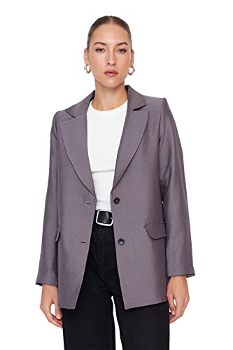 TRENDYOL Damen Trendyol Dames Regular dubbele rij effen geweven blazer Coat, Braun, 34 EU von TRENDYOL