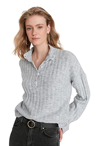 TRENDYOL Damen Twoaw21kz0783 Sweatshirt, Grau, M EU von TRENDYOL