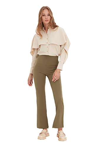 Trendyol, offener Khaki Petite-hohe, bestimmte Hose, leichte Khaki, 36 von TRENDYOL