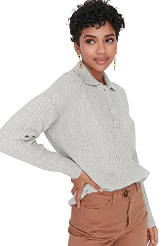 TRENDYOL Damen Plain Turtleneck Sweater Sweatshirt, Grau, L EU von TRENDYOL