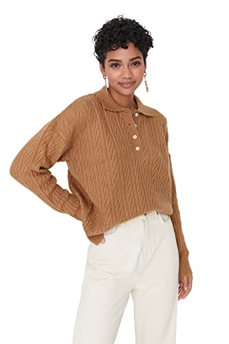 TRENDYOL Damen Twoaw21kz2635 Sweatshirt, Camelfarben, L EU von TRENDYOL