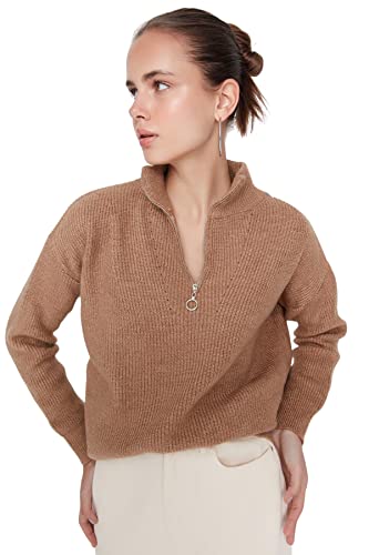 TRENDYOL Damen Twoaw20xs0009 Sweatshirt, Braun, M von TRENDYOL