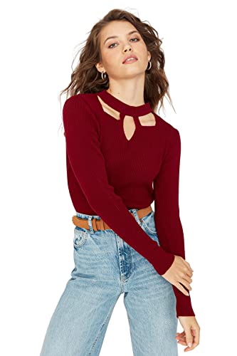 TRENDYOL Damen Pullover mit Stehkragen Sweatshirt, Pflaume, S von TRENDYOL
