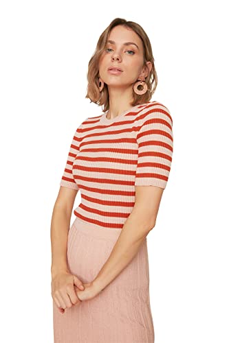 TRENDYOL Damen Trendyol-eec Striped Cardigan Sweater, Zimt, L EU von TRENDYOL