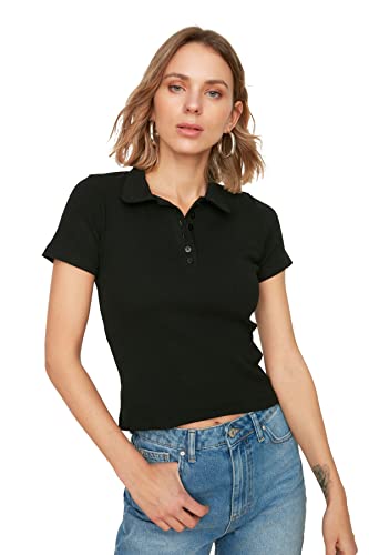 TRENDYOL Damen Taste Detaillierter Handgelenk Gestrickte Bluse Blouse Westlich, Schwarz, S von TRENDYOL