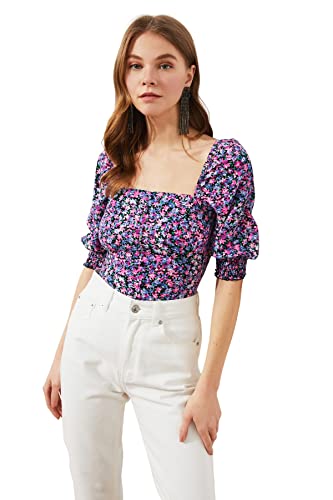 Trendyol Damen Woman Regular Standard Square Collar Woven Blouse Hemd, Very Colorful, 34 Trendyol Damen Woman Regular Standard Square Collar Woven Blouse Hemd, Very Colorful, 34 von TRENDYOL