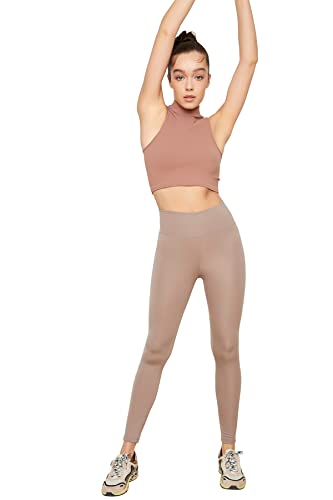 TRENDYOL Damen Trendyol -Roller Sportstrumpfn Yoga Pants Casual, Camel, L von TRENDYOL