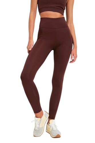 TRENDYOL Damen Trendyol -Roller Sportstrumpfn Yoga Pants Casual, Hellbraun, S von TRENDYOL