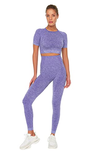 Trendyol Damen Nahtlose Sportstrumpfhosen. Yoga Pants, Lila, XS-S EU von TRENDYOL