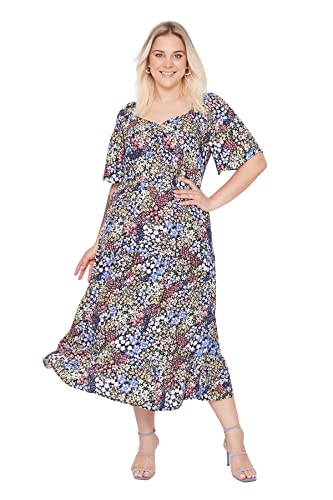 TRENDYOL Damen Maxi Standard Regular Plus Size Kleid, Mehrfarbig, 44 Große Größen EU TRENDYOL Damen Maxi Standard Regular Plus Size Kleid, Mehrfarbig, 44 Große Größen EU von TRENDYOL