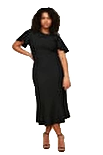 TRENDYOL Damen Midi Bodycon Regular Plus Size Dress, Schwarz, 48 Gro e Gr en EU von TRENDYOL