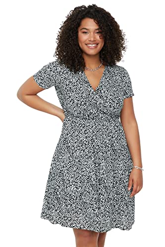 TRENDYOL Damen Mini A-line almindelig plus size kjole Kleid, Schwarz, 5XL Große Größen EU von TRENDYOL