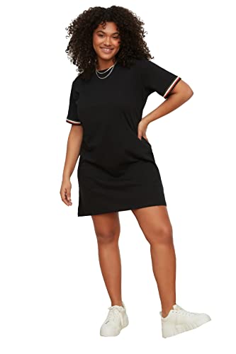 TRENDYOL Damen Bike Collar Knitted T-shirt Dress, Schwarz, 42 Große Größen EU von TRENDYOL