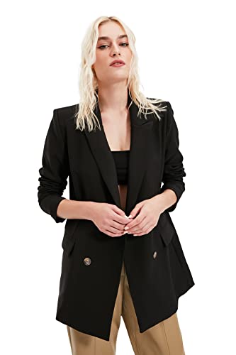 Trendyol Black Button Übergroße Craissile Blazer Jacke, Schwarz, von TRENDYOL