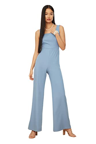 TRENDYOL Women's Square Collar Overall, Blau, 34 von TRENDYOL