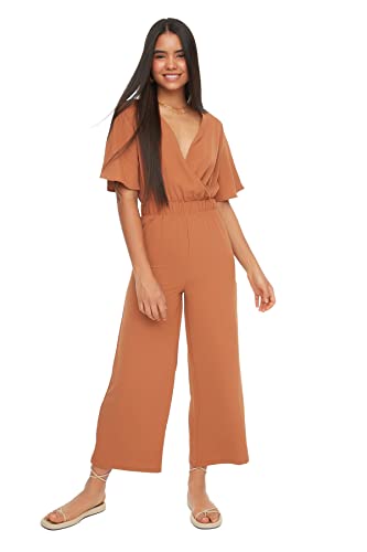 Trendyol Damen Chest Collar Jumpsuit Overall, Camel, 34 EU von TRENDYOL