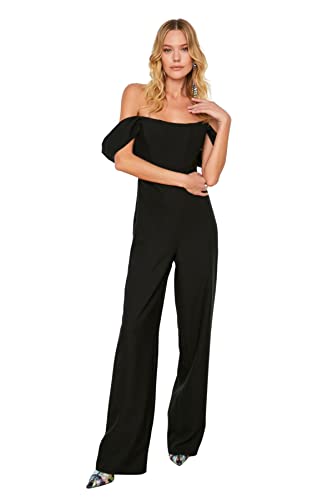 Trendyol Damen Einfarbig Gewebter Jumpsuit Overalls, Schwarz, 36 von TRENDYOL