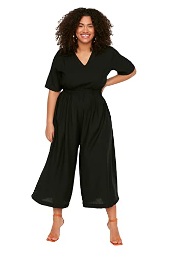 Trendyol Damen Women Plain Woven Plus Size Overall, Black, 48 von TRENDYOL