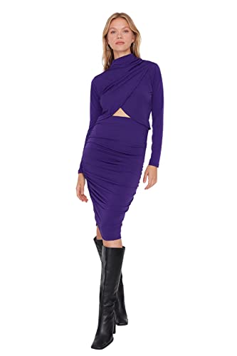 TRENDYOL Damen Trendyol Damen Jung Midi Bleistiftrock Bodycon Gestrickt Rock Skirt, Lila, M EU von TRENDYOL