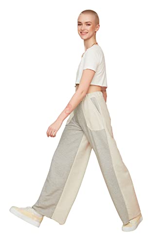 Trendyol Damen Gray Mobile Detail Knitted Fine Tracksuit Sweatpants, Gray, S EU von TRENDYOL