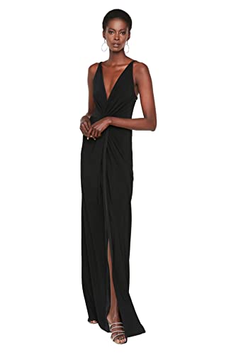 TRENDYOL Damen Women Bridesmaid Knit Evening Dress Prom/Brautjungfer Maxi Mermaid Regular Fit Strick Abendkleid, Schwarz, 60 von TRENDYOL