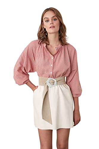 TRENDYOL Damen Tentryol Green Plaid Shirt Western Shirt, Fliese, 34 von TRENDYOL