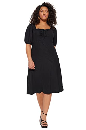 Trendyol Damen Frauen Strick A-Linie Relaxed Fit Knit Plus Size Kleid, Schwarz, X-Large von TRENDYOL