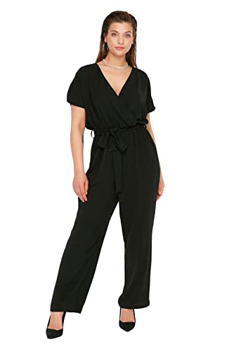 Trendyol Damen Women Plain Woven Plus Size Overall, Black, 70 Größen von TRENDYOL