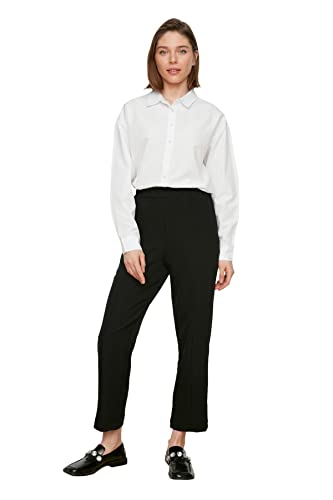 Trendyol Women's Herren Modest Mittlerer Bund Straight Hose Pants, Black, 42 von TRENDYOL