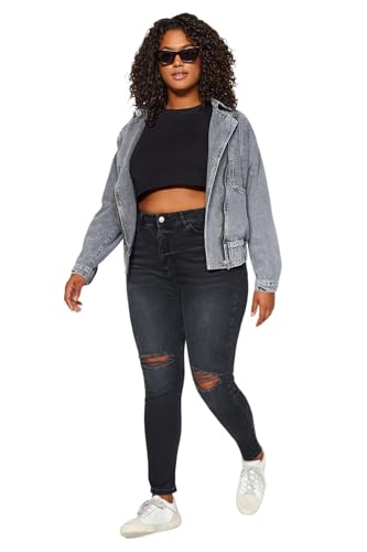 Trendyol Damen Gerade Hohe Taille Plus-Size-Jeans Trendyol Damen Gerade Hohe Taille Plus-Size-Jeans von TRENDYOL