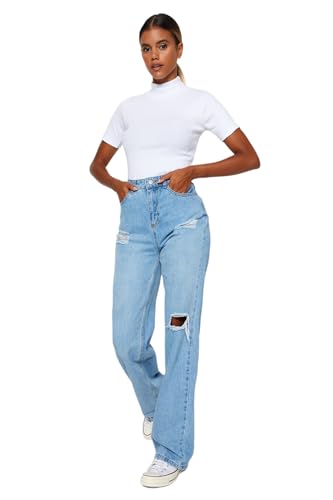 Trendyol Women's Herren Hoher Bund Weites Bein der 90er Jeans, Light Blue, 36 Trendyol Women's Herren Hoher Bund Weites Bein der 90er Jeans, Light Blue, 36 von TRENDYOL